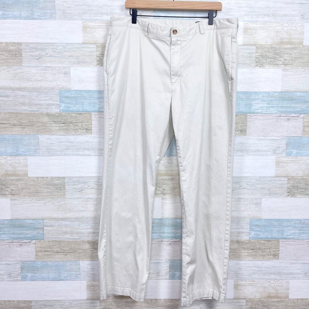 Vineyard Vines Club Pants Light Beige Flat Front Stretch Chino Casual Mens 38x30